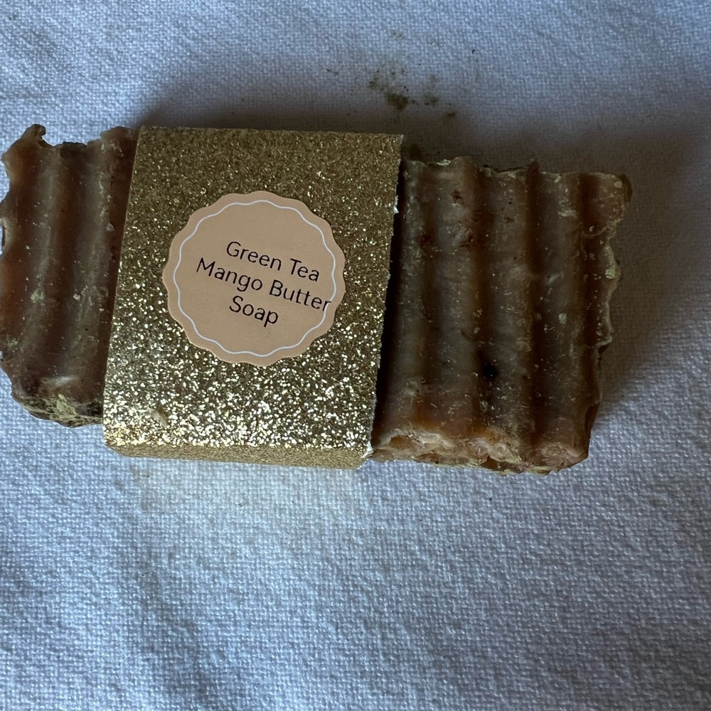 Hand Crafted Gold-Wrapped Green Tea Mango Butter Soap - Picture 5 of 5